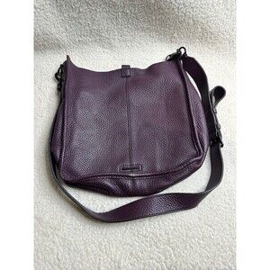 Rebecca Minkoff Studded Purple/burgundy Pebbled Leather Hobo Crossbody Bag